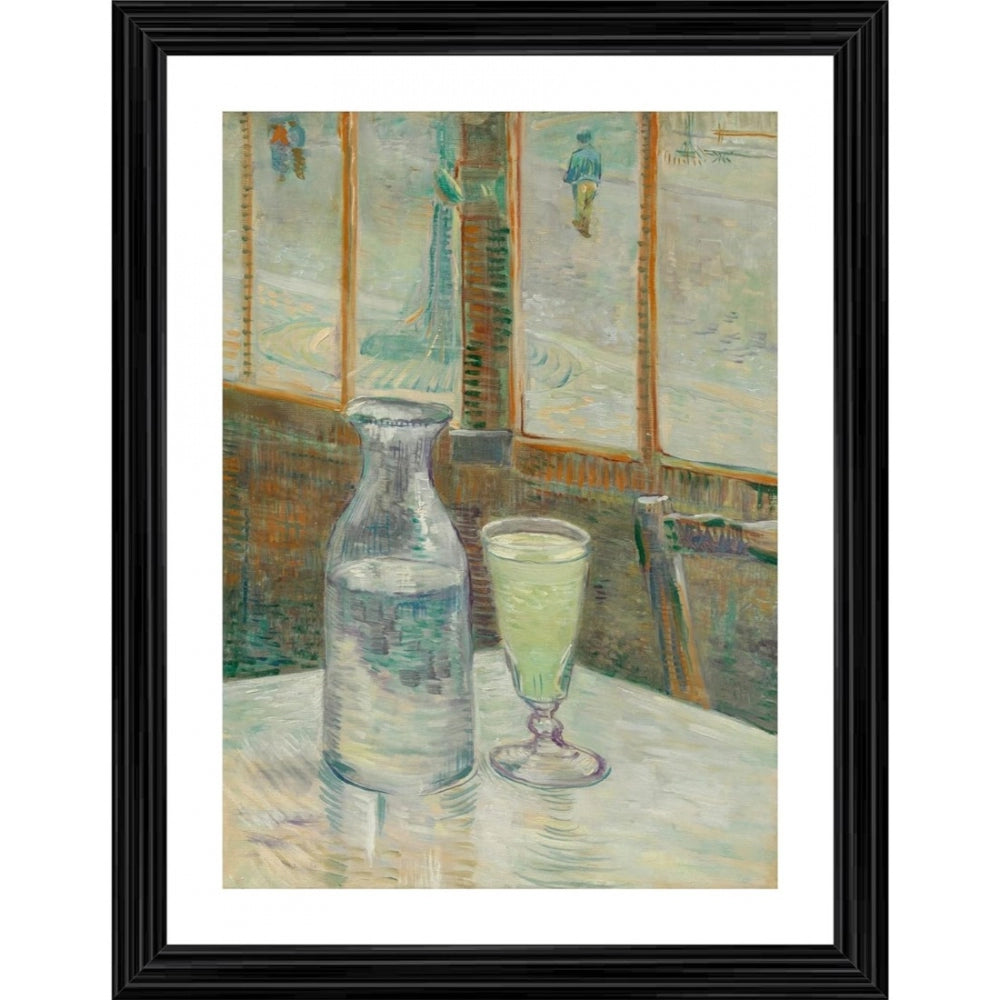 Clasymist Cafe Table with Absinthe 1887 Painting With Wood Photo Frame (Multicolor)