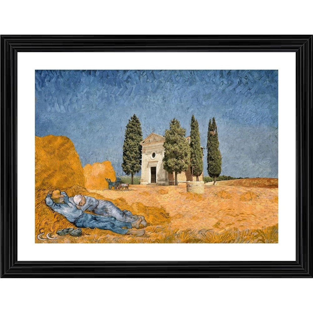 Clasymist Chapel Vitaleta and a Couple 1884 Painting With Wood Photo Frame (Multicolor)