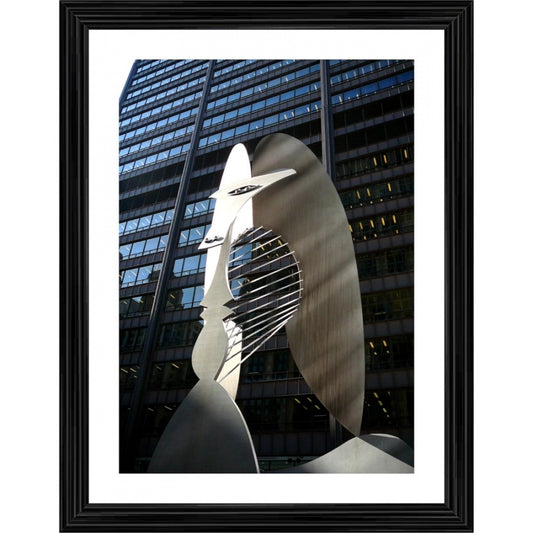 Clasymist Chicago Picasso 1964 Painting With Wood Photo Frame (Multicolor)