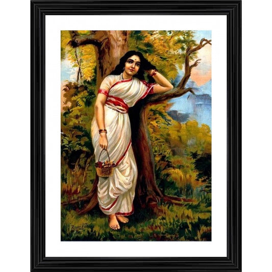 Clasymist Ahalya Ahilya 1900 Painting With Wood Photo Frame (Multicolor)