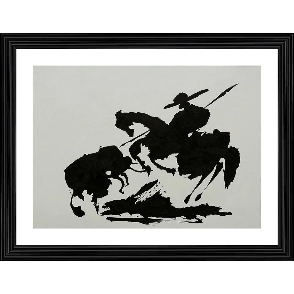 Clasymist Bullfight 7 Painting With Wood Photo Frame (Multicolor)