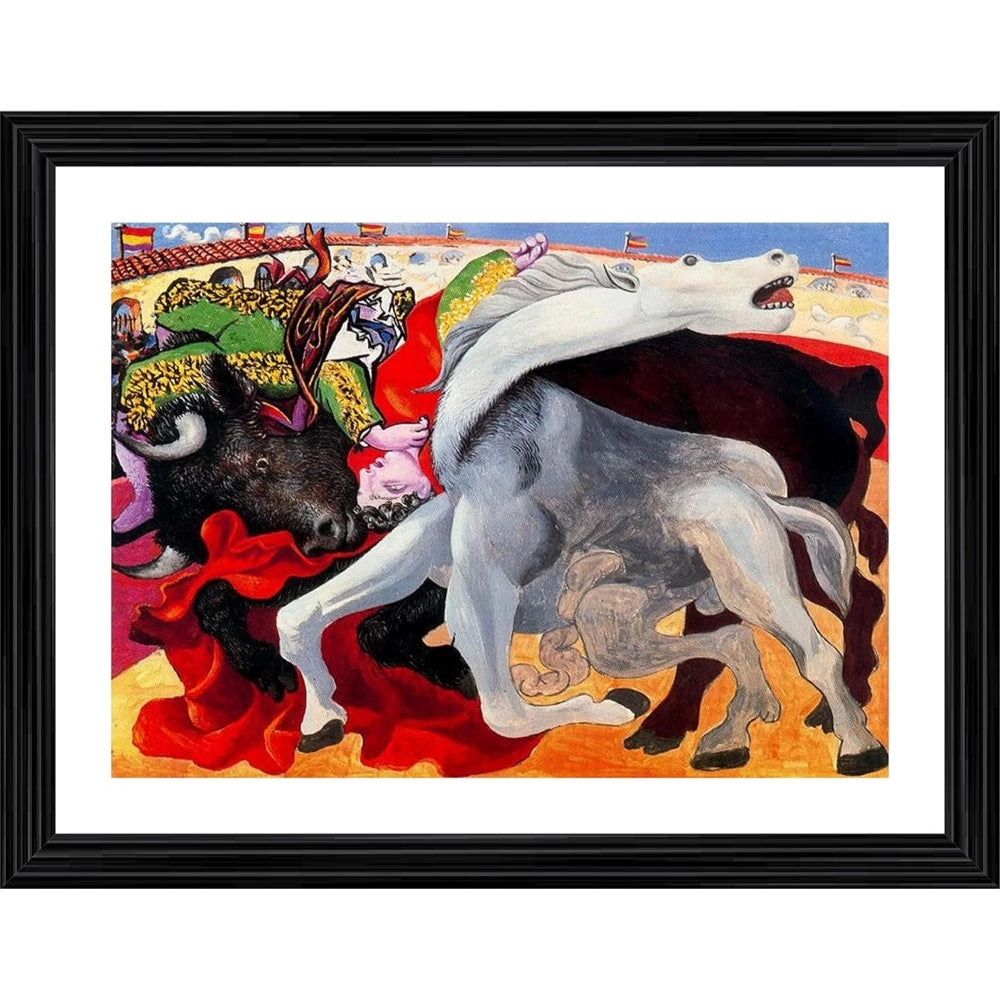 Clasymist Bullfight Death of the Toreador 1933 Painting With Wood Photo Frame (Multicolor)