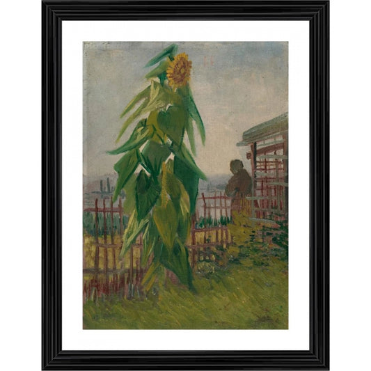 Clasymist Allotment with Sunflower 1887 Painting With Wood Photo Frame (Multicolor)