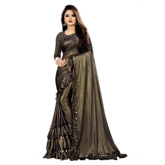 Clasymist Women's Malai Lining Solid Saree With Unstitched Blouse (Coffee, 5.5 Mtr)