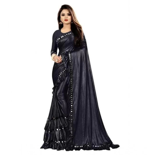 Clasymist Women's Malai Lining Solid Saree With Unstitched Blouse (Black, 5.5 Mtr)