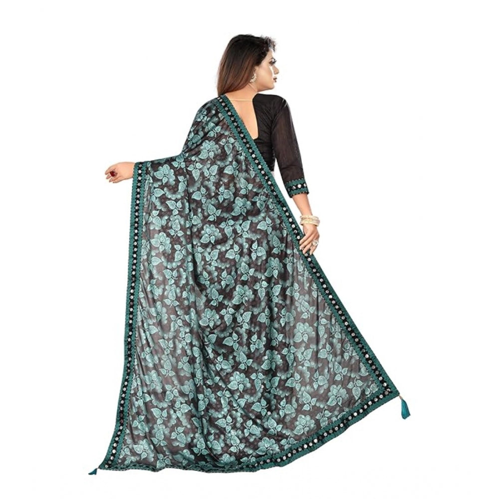 Clasymist Women's Lycra Solid Saree With Unstitched Blouse (Green, 5.5 Mtr)