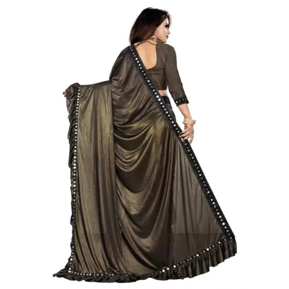 Clasymist Women's Malai Lining Solid Saree With Unstitched Blouse (Coffee, 5.5 Mtr)