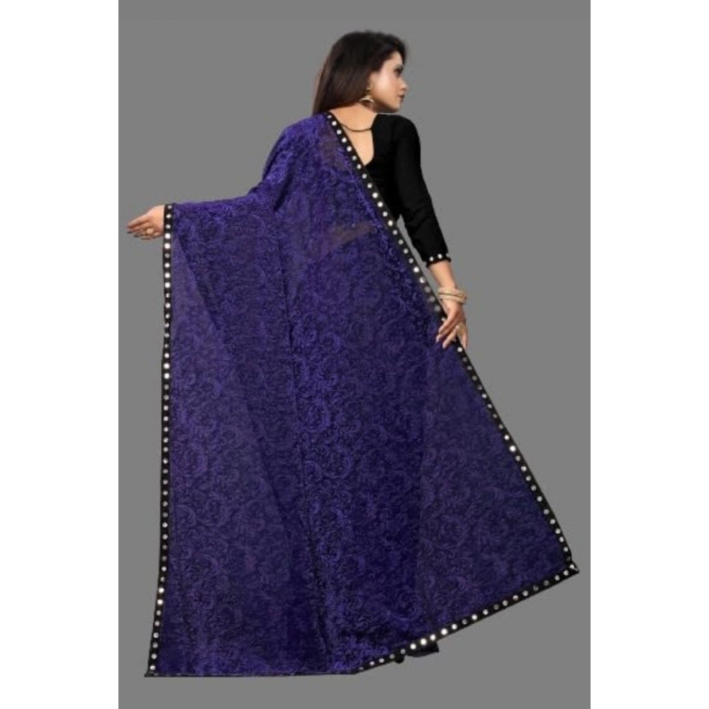 Clasymist Women's Lycra Solid Saree With Unstitched Blouse (Purple, 5.5 Mtr)