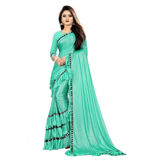 Clasymist Women's Malai Lining Solid Saree With Unstitched Blouse (Rama, 5.5 Mtr)