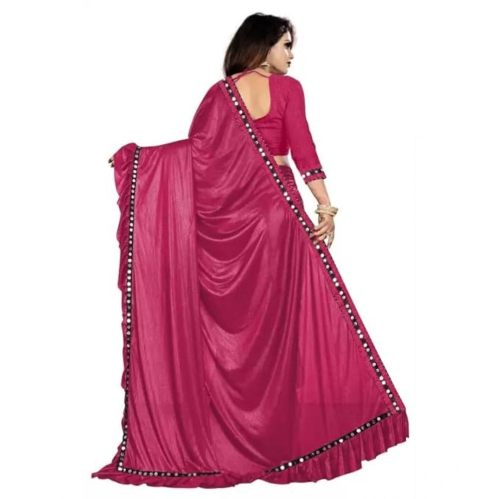 Clasymist Women's Malai Lining Solid Saree With Unstitched Blouse (Maroon, 5.5 Mtr)