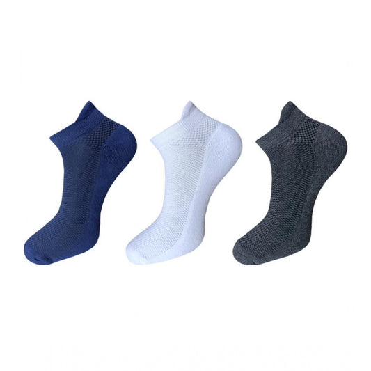 Clasymist 3_Pair Set Unisex Casual Cotton Solid Ankle Length Socks (Multicolor)