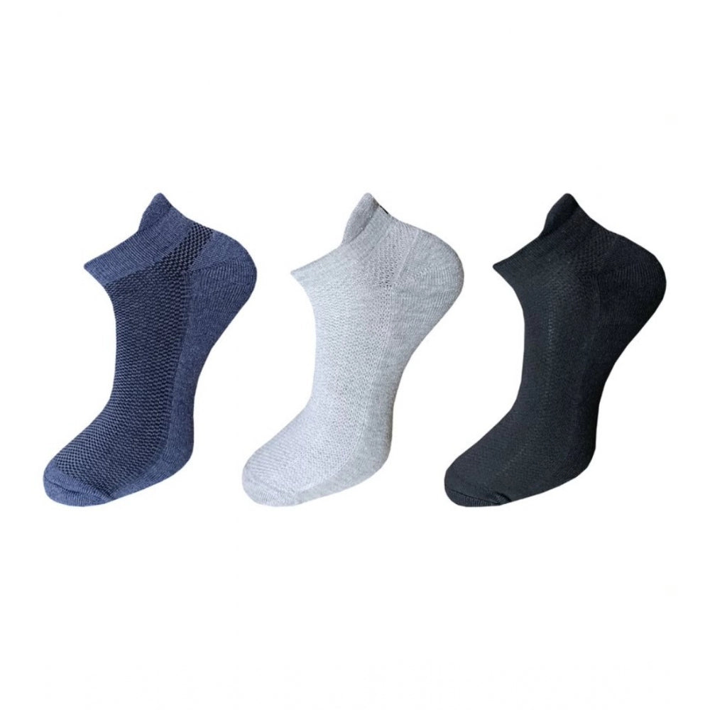 Clasymist 3_Pair Set Unisex Casual Cotton Solid Ankle Length Socks (Multicolor)