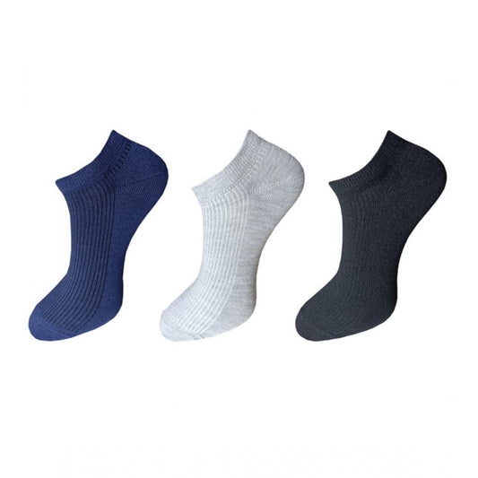 Clasymist 3_Pair Set Unisex Casual Cotton Solid Ankle Length Socks (Multicolor)