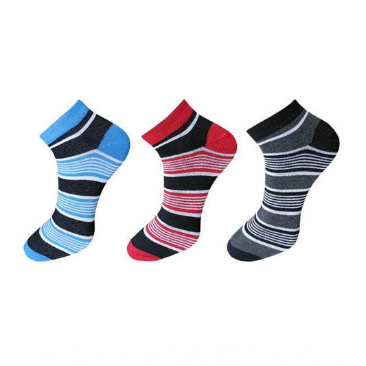 Clasymist 3_Pair Set Unisex Casual Cotton Striped Ankle Length Socks (Multicolor)