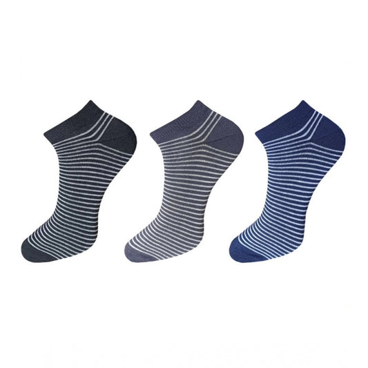 Clasymist 3_Pair Set Unisex Casual Cotton Striped Ankle Length Socks (Multicolor)