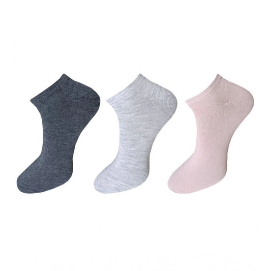 Clasymist 3_Pair Set Unisex Casual Cotton Solid Ankle Length Socks (Multicolor)