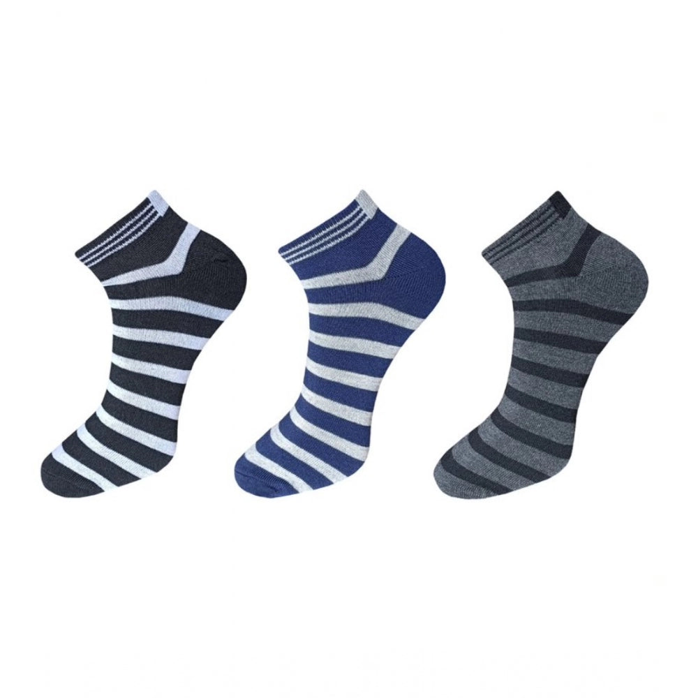 Clasymist 3_Pair Set Unisex Casual Cotton Solid Ankle Length Socks (Multicolor)