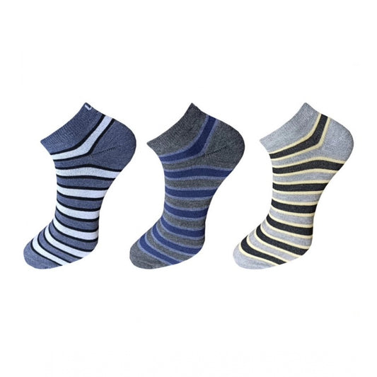 Clasymist 3_Pair Set Unisex Casual Cotton Striped Ankle Length Socks (Multicolor)