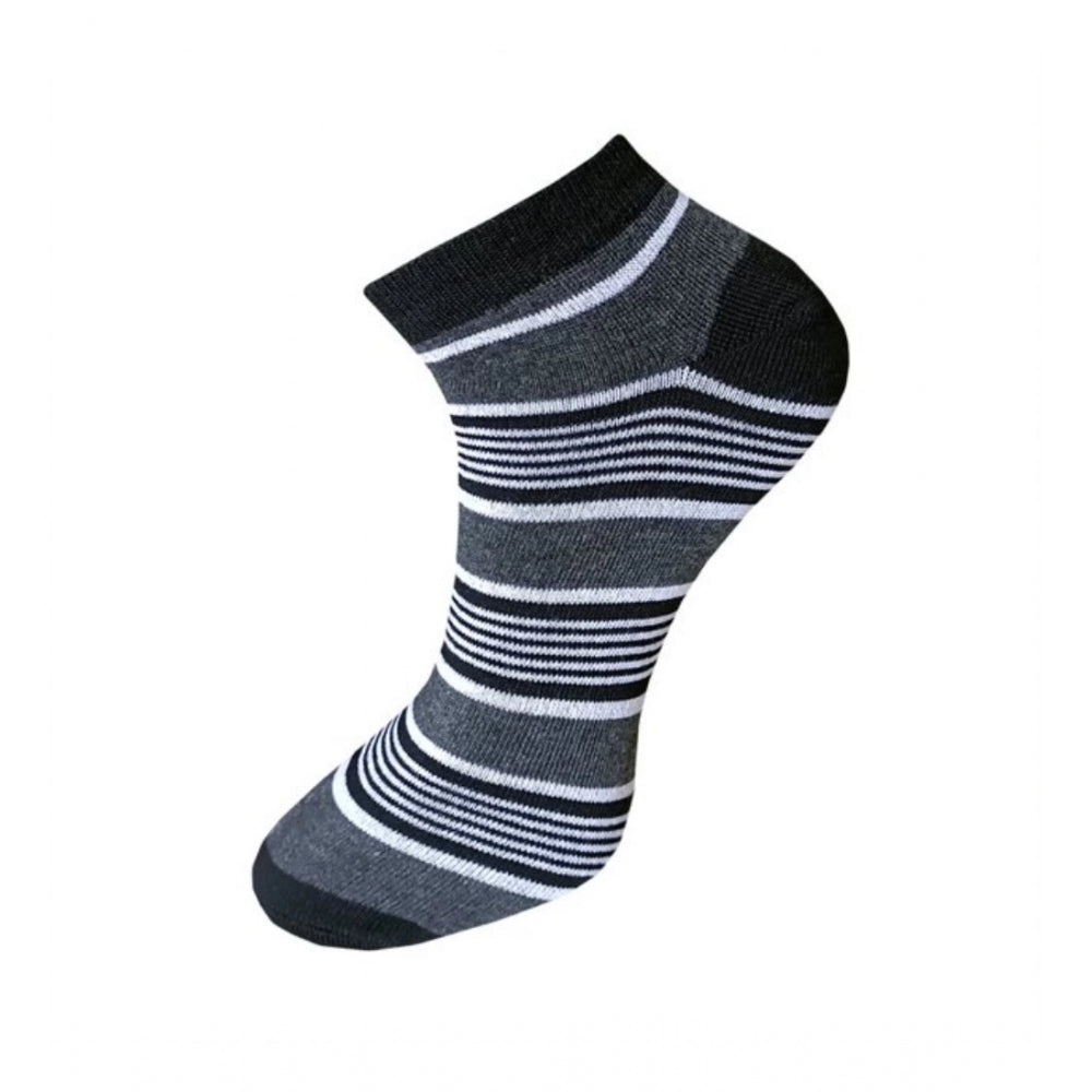 Clasymist 3_Pair Set Unisex Casual Cotton Striped Ankle Length Socks (Multicolor)