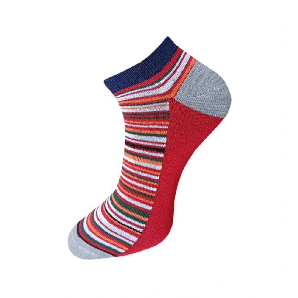 Clasymist 3_Pair Set Unisex Casual Cotton Striped Ankle Length Socks (Multicolor)