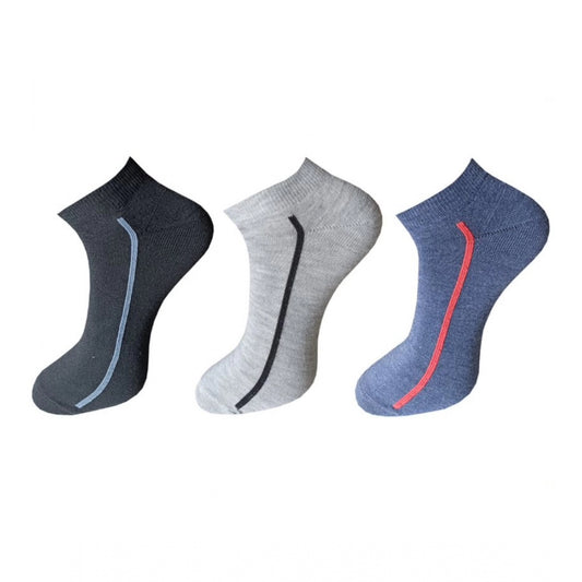 Clasymist 3_Pair Set Unisex Casual Cotton Solid Ankle Length Socks (Multicolor)