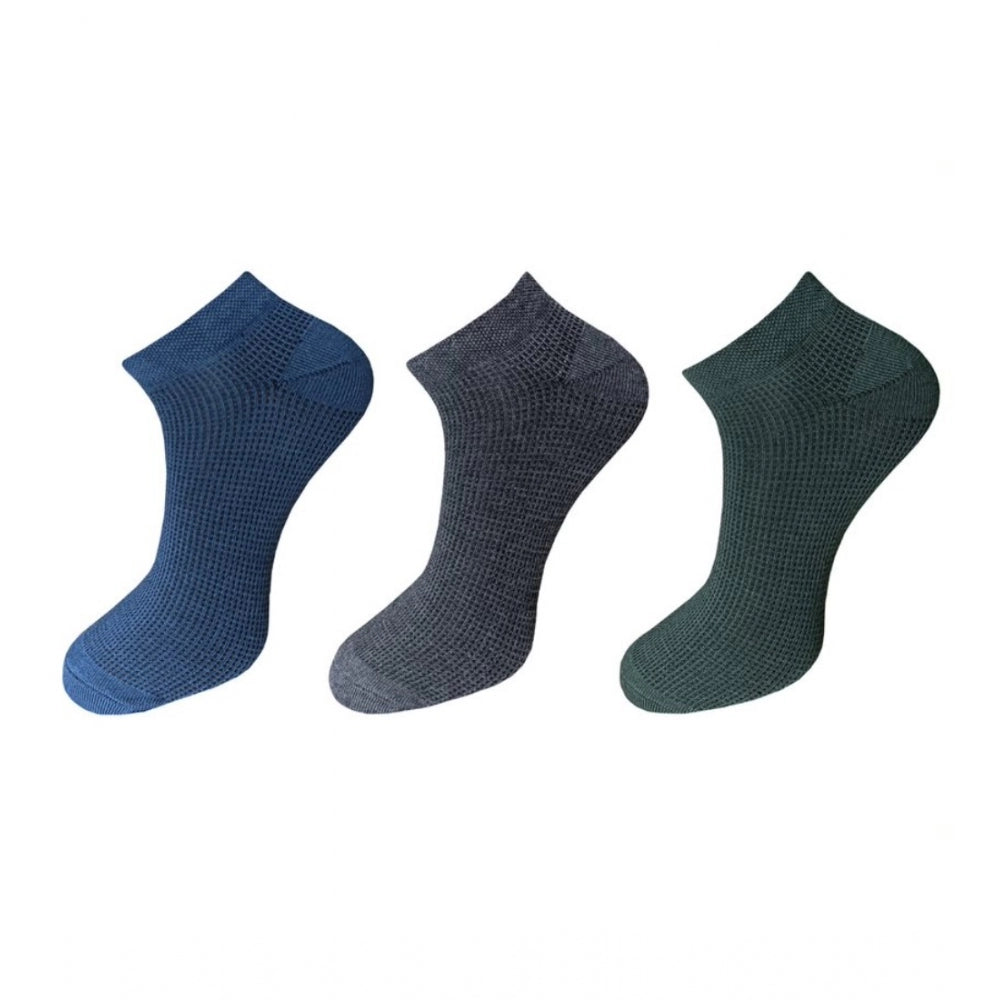 Clasymist 3_Pair Set Unisex Casual Cotton Solid Ankle Length Socks (Multicolor)