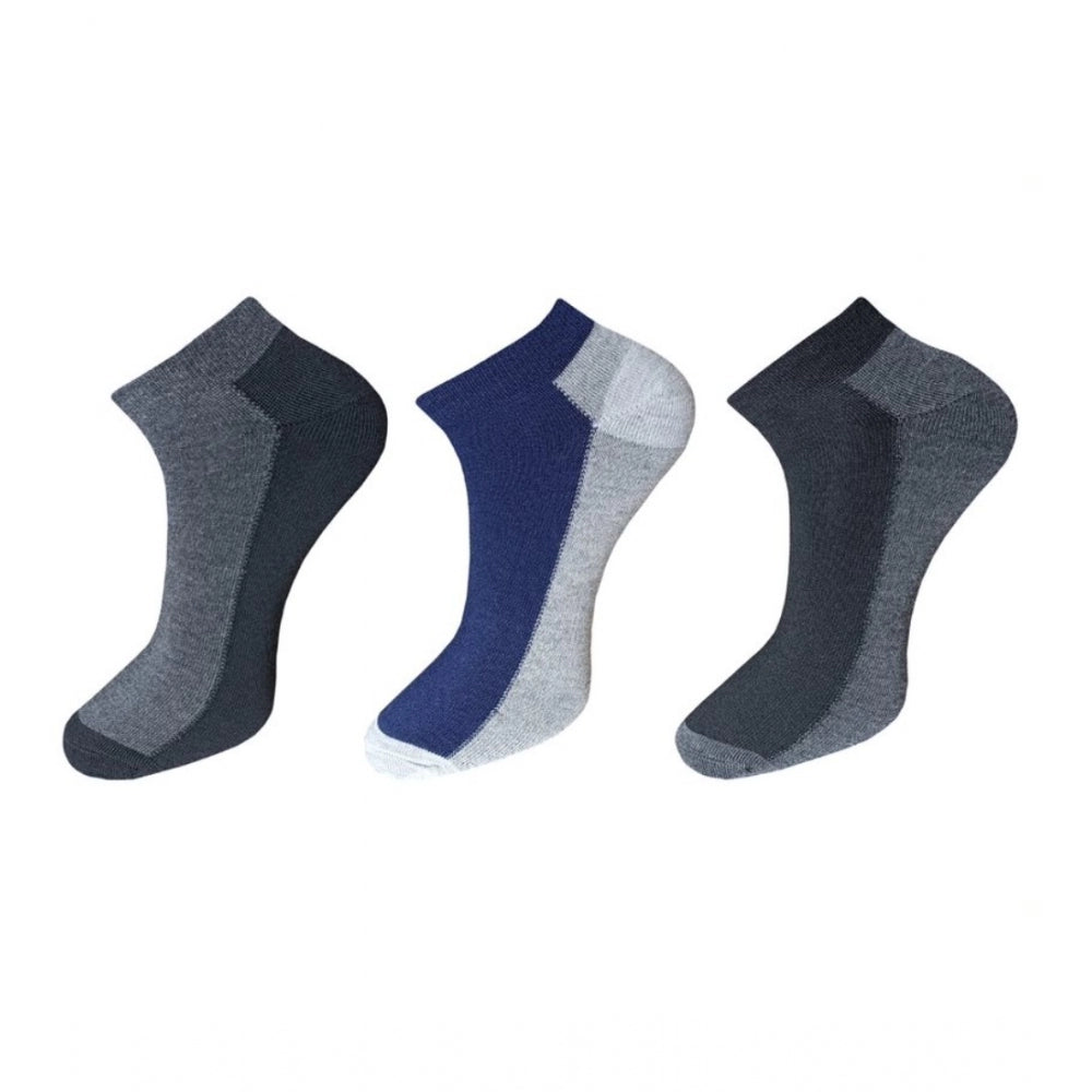 Clasymist 3_Pair Set Unisex Casual Cotton Solid Ankle Length Socks (Multicolor)