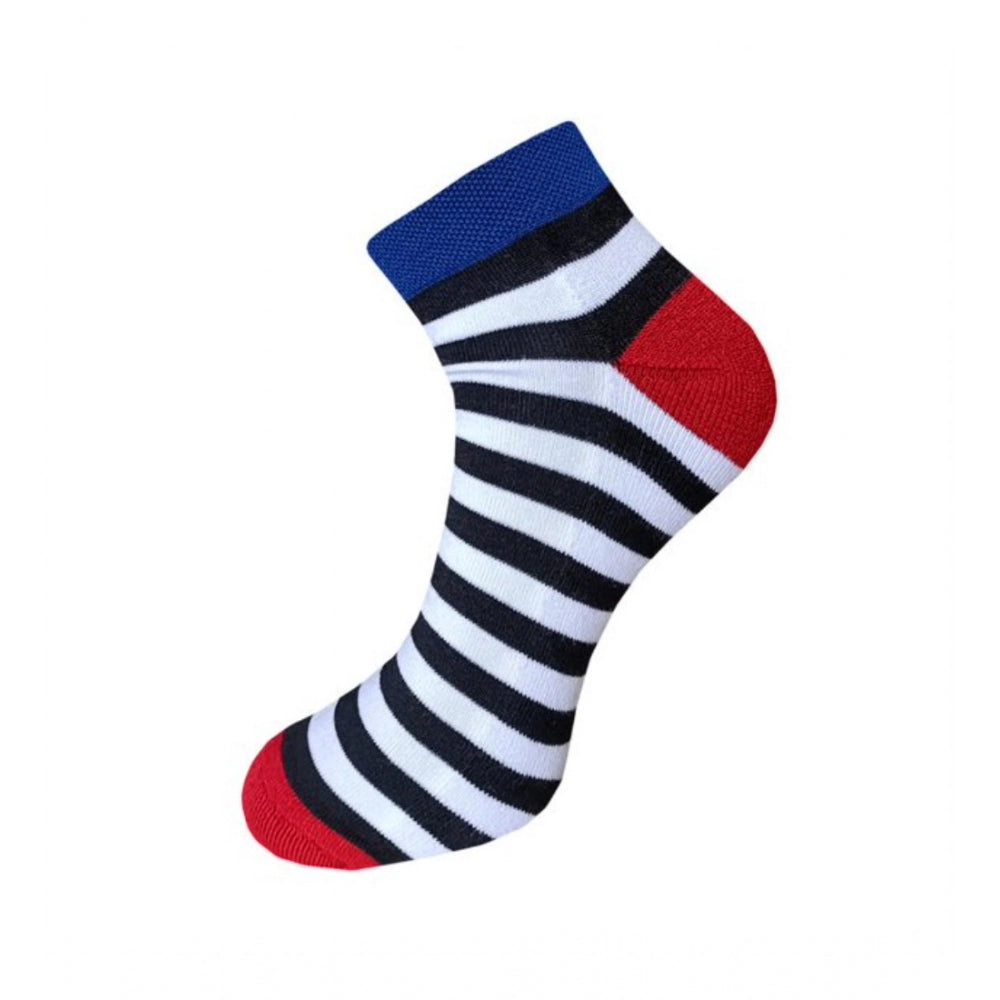 Clasymist 3_Pair Set Unisex Casual Cotton Striped Ankle Length Socks (Multicolor)