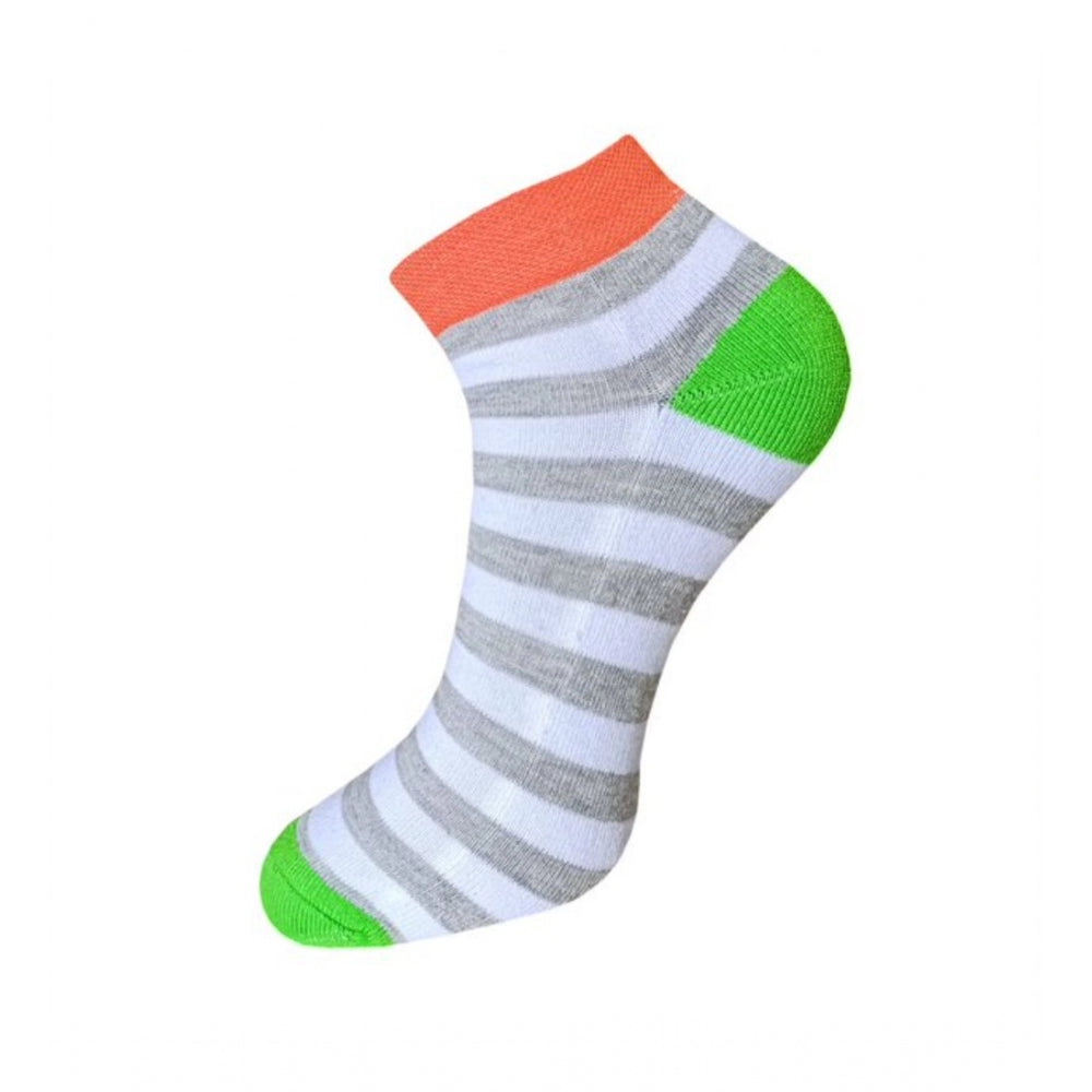 Clasymist 3_Pair Set Unisex Casual Cotton Striped Ankle Length Socks (Multicolor)