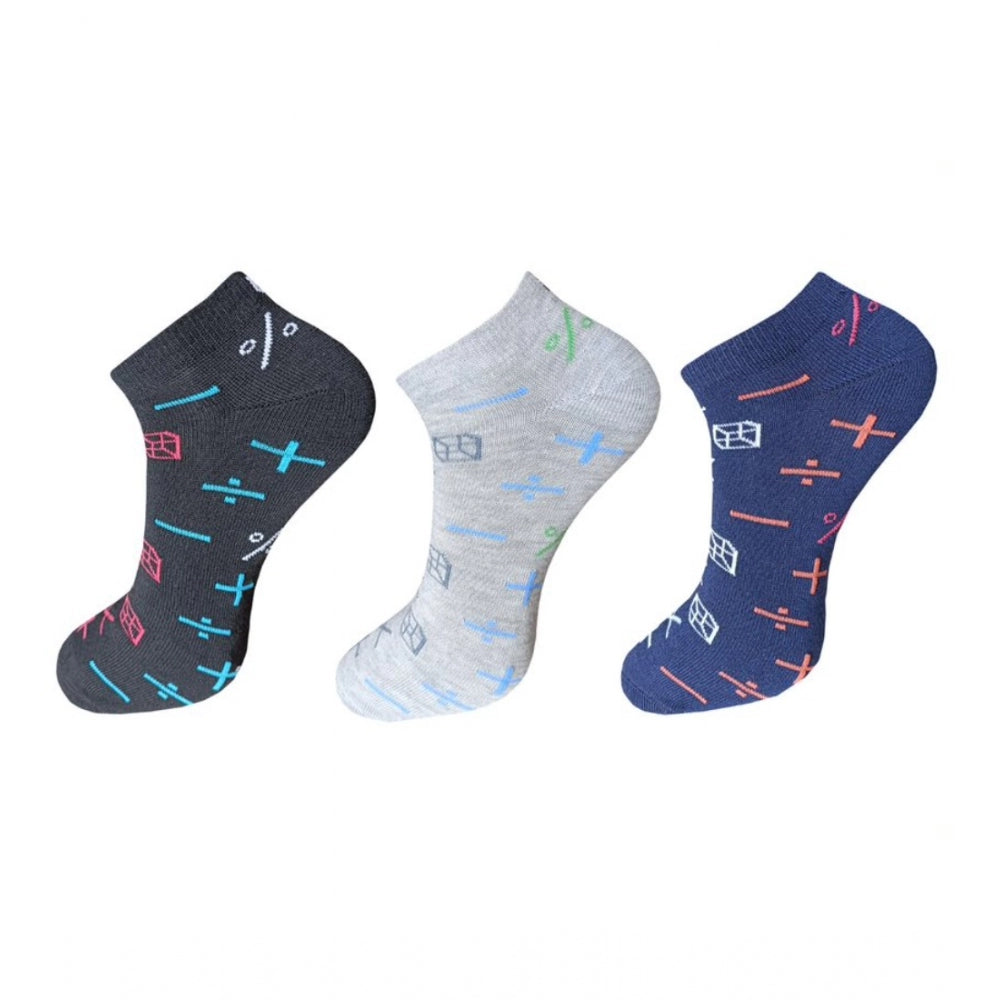 Clasymist 3_Pair Set Unisex Casual Cotton Printed Ankle Length Socks (Multicolor)