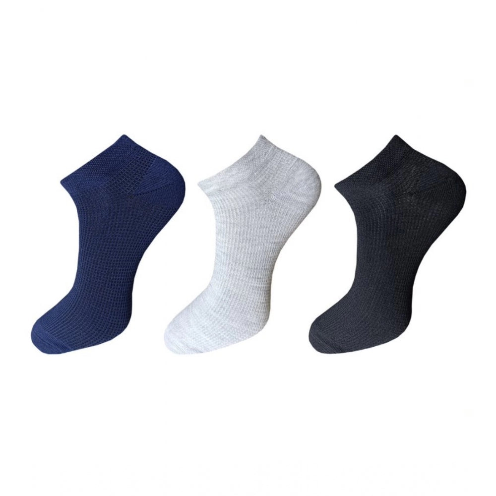 Clasymist 3_Pair Set Unisex Casual Cotton Solid Ankle Length Socks (Multicolor)