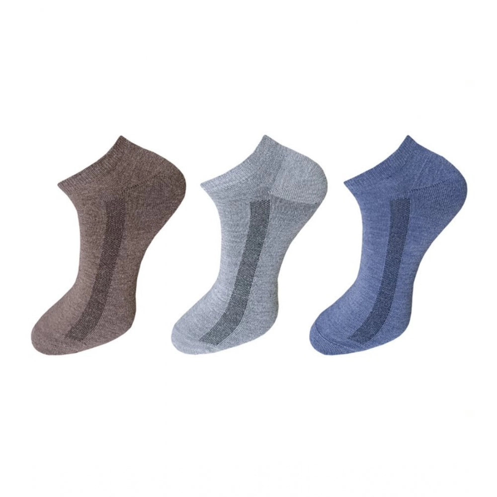 Clasymist 3_Pair Set Unisex Casual Cotton Solid Ankle Length Socks (Multicolor)