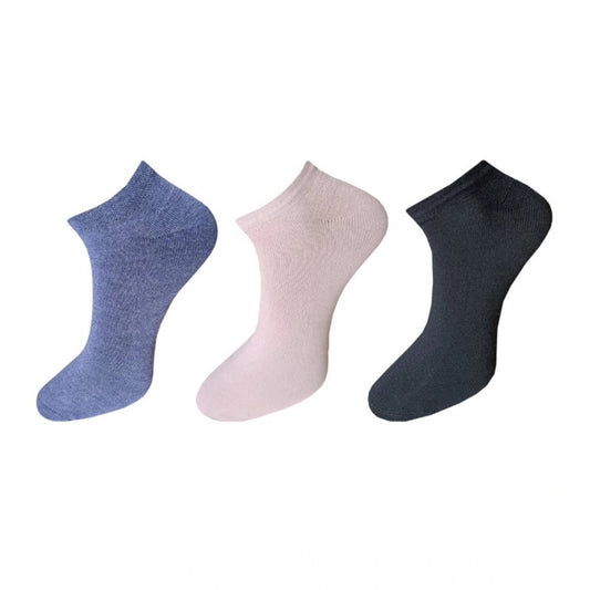 Clasymist 3_Pair Set Unisex Casual Cotton Solid Ankle Length Socks (Multicolor)