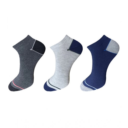 Clasymist 3_Pair Set Unisex Casual Cotton Solid Ankle Length Socks (Multicolor)