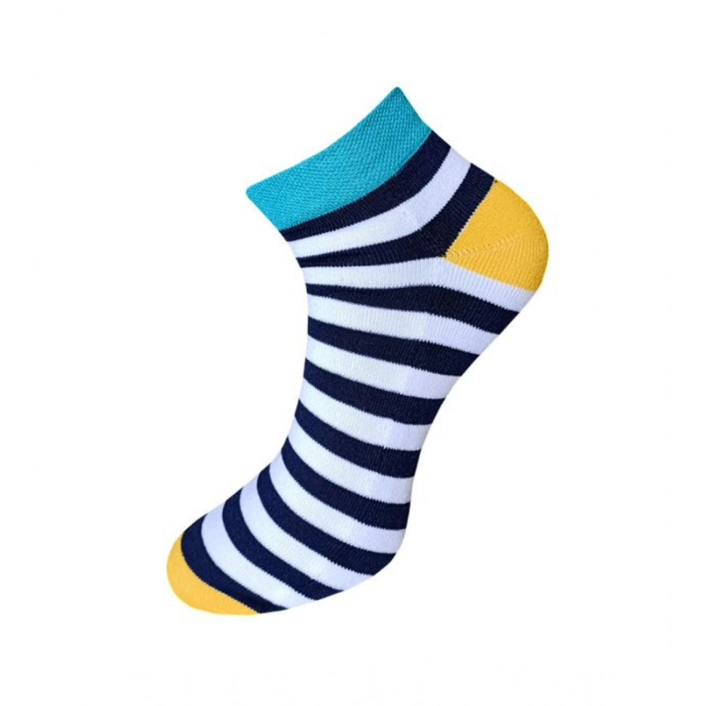 Clasymist 3_Pair Set Unisex Casual Cotton Striped Ankle Length Socks (Multicolor)