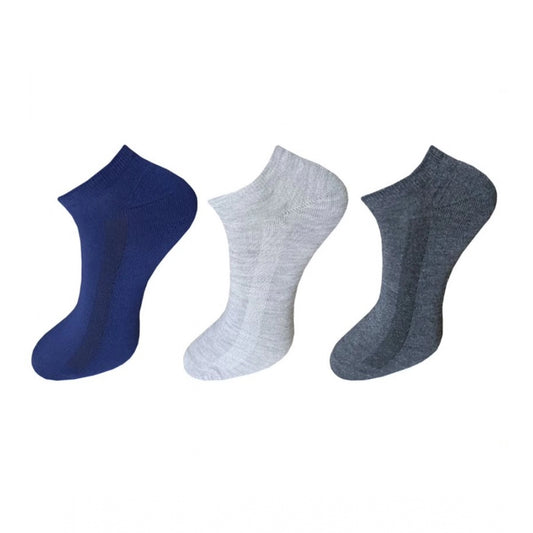 Clasymist 3_Pair Set Unisex Casual Cotton Solid Ankle Length Socks (Multicolor)