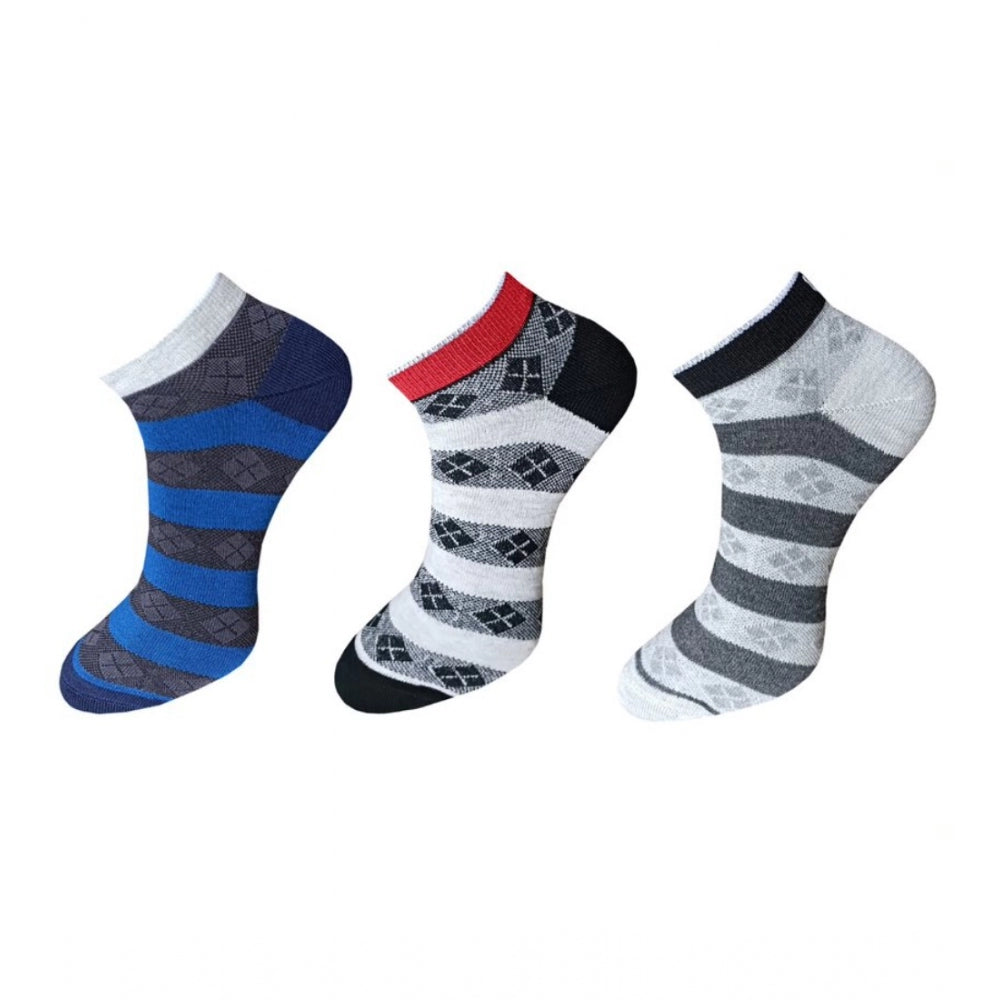 Clasymist 3_Pair Set Unisex Casual Cotton Printed Ankle Length Socks (Multicolor)