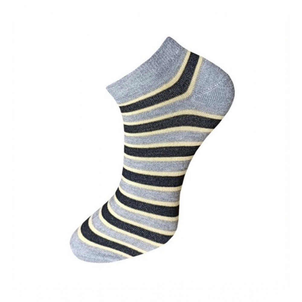 Clasymist 3_Pair Set Unisex Casual Cotton Striped Ankle Length Socks (Multicolor)