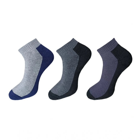 Clasymist 3_Pair Set Unisex Casual Cotton Solid Ankle Length Socks (Multicolor)