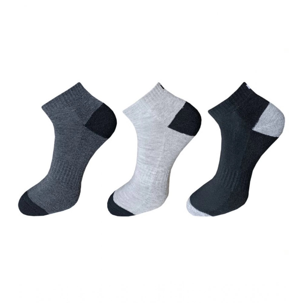 Clasymist 3_Pair Set Unisex Casual Cotton Solid Ankle Length Socks (Multicolor)