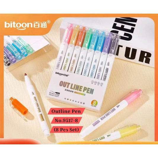 Clasymist 8_PCs Set Outline Pen No.9517-8 | Plastic | Stationery | 5+ Years