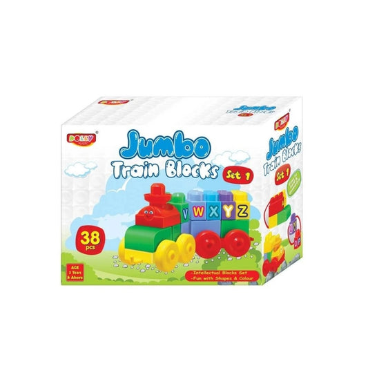 Clasymist 38_Pcs Set Jumbo Train Blocks | ‎Plastic | Educational Toys | 3+ Years