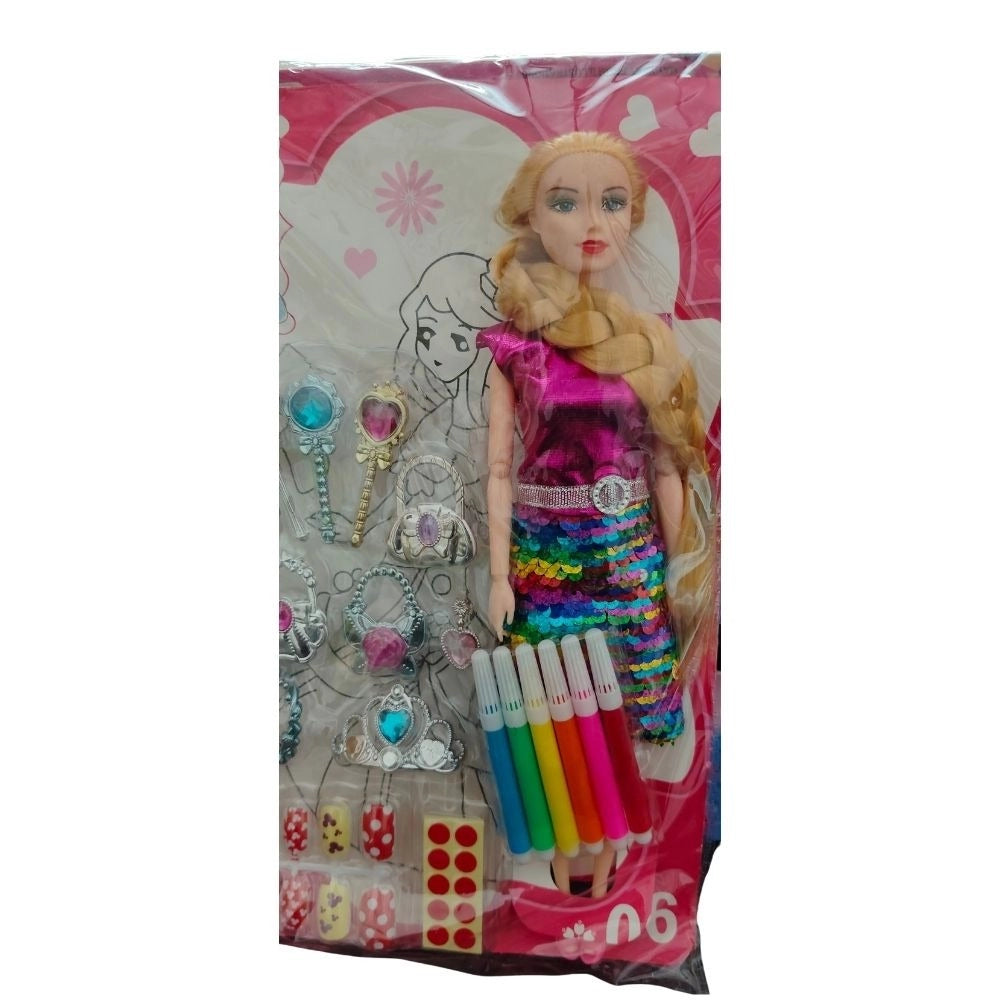 Clasymist Barbie Doll With Jewellery Set |   Rubber  |   Toys| 1+ Years