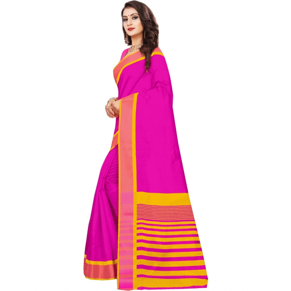 Clasymist Women's Jacquard Woven Saree With Unstitched Blouse 5.5Mtr (Pink)