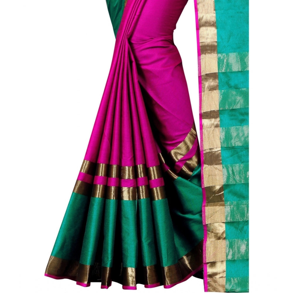 Clasymist Women's Jacquard Woven Saree With Unstitched Blouse 5.5Mtr (Pink)