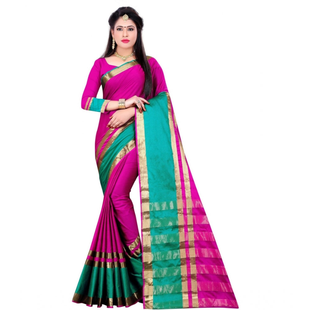 Clasymist Women's Jacquard Woven Saree With Unstitched Blouse 5.5Mtr (Pink)