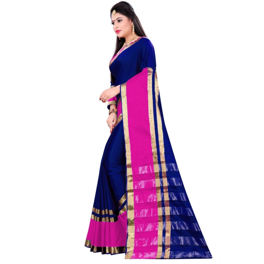 Clasymist Women's Jacquard Woven Saree With Unstitched Blouse 5.5Mtr (Blue)