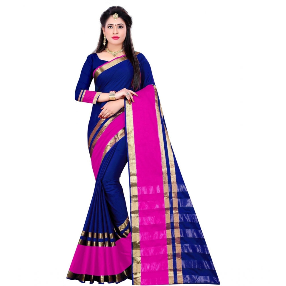 Clasymist Women's Jacquard Woven Saree With Unstitched Blouse 5.5Mtr (Blue)