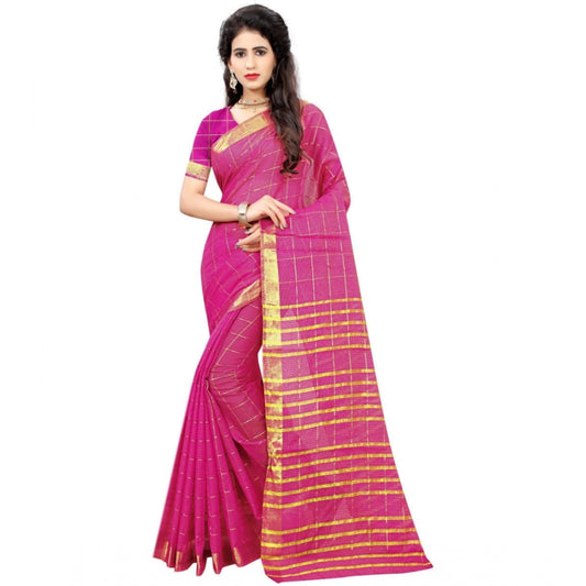 Clasymist Women's Jacquard Woven Saree With Unstitched Blouse 5.5Mtr (Pink)