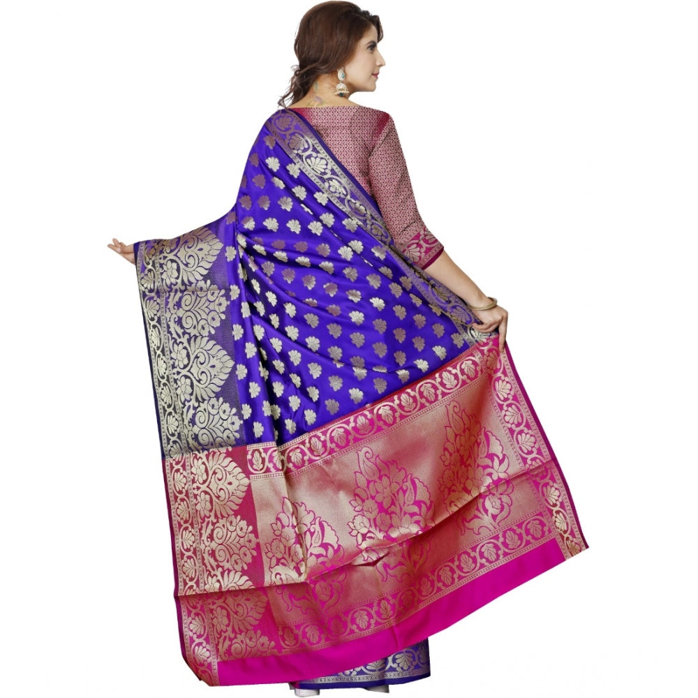 Clasymist Women's Jacquard Woven Saree With Unstitched Blouse 5.5Mtr (Blue)